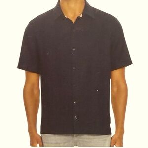 NWT SCOTCH & SODA Relaxed Fit Linen Button-down Shirt In Dark Blue